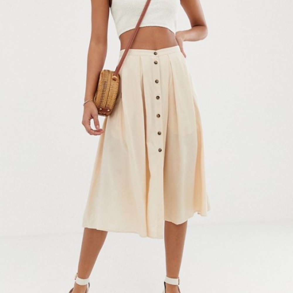 NWT ASOS Design Button Front Floaty Midi Skirt
